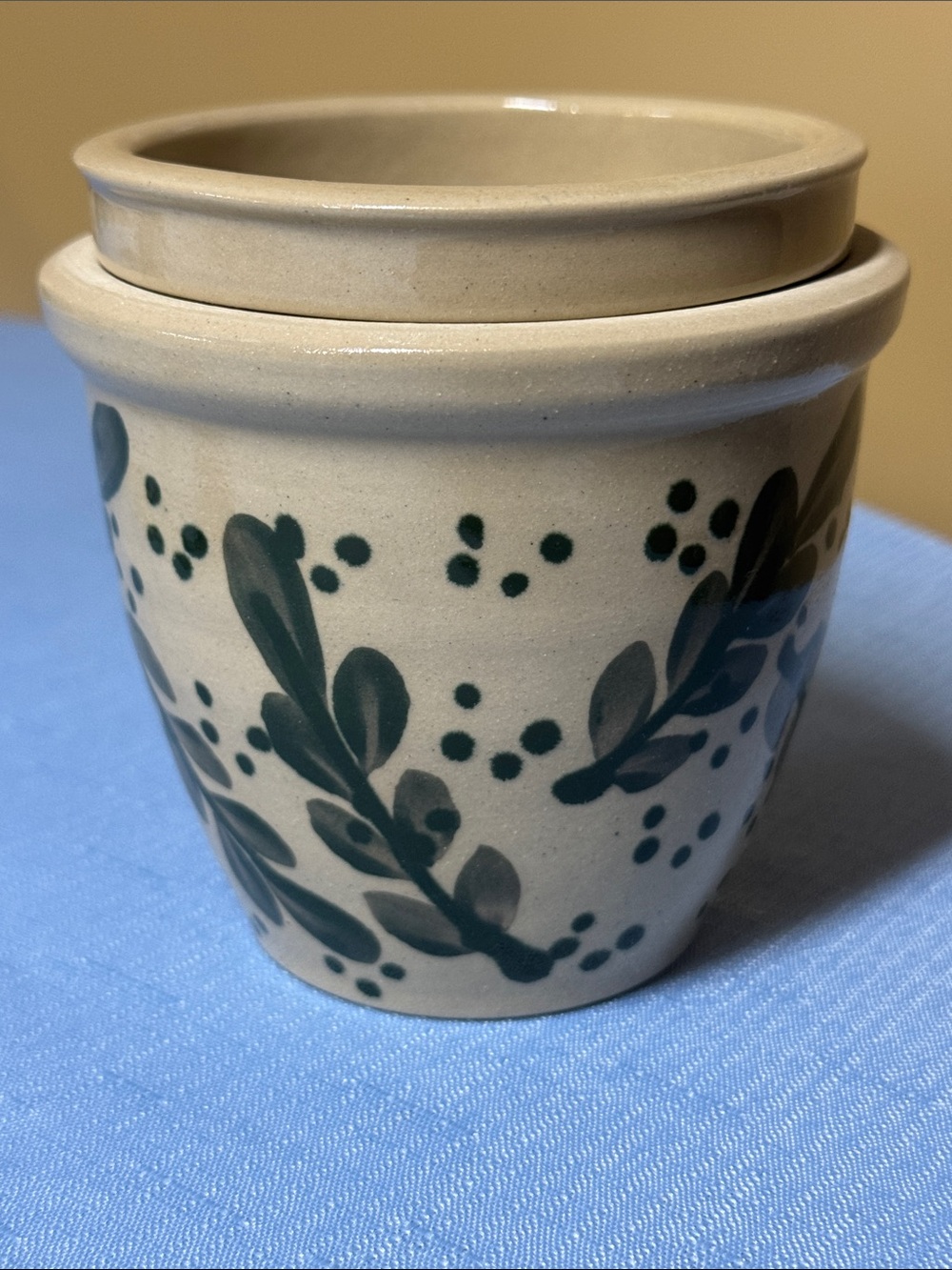 Beaumont Brothers Pottery BBP “Green Leaves” Salt Glaze Stoneware Dip Chiller
